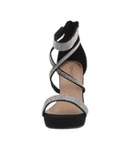 WOMAN'S SHOES BLACK GLITTER SUEDE HEELS ASIA-66