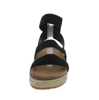 WOMAN'S SHOES BLACK FABRIC WEDGE SANDAL ATARAH-04