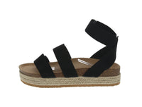 WOMAN'S SHOES BLACK FABRIC WEDGE SANDAL ATARAH-04