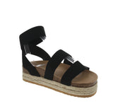 WOMAN'S SHOES BLACK FABRIC WEDGE SANDAL ATARAH-04