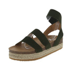 WOMAN'S SHOES OLIVE FABRIC WEDGE SANDAL ATARAH-04