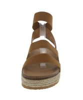 WOMAN'S SHOES TAN FABRIC WEDGE SANDAL ATARAH-04