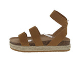 WOMAN'S SHOES TAN FABRIC WEDGE SANDAL ATARAH-04