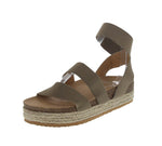 WOMAN'S SHOES TAUPE FABRIC WEDGE SANDAL ATARAH-04