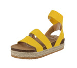 WOMAN'S SHOES YELLOW FABRIC WEDGE SANDAL ATARAH-04