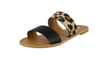 WOMAN'S SHOES BLACK/LEOPARD SUEDE PU LEATHER SANDALS ATHENA-1076AXX