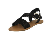 WOMAN'S SHOES BLACK PU LEATHER SANDALS ATHENA-1354X