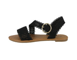 WOMAN'S SHOES BLACK PU LEATHER SANDALS ATHENA-1354X