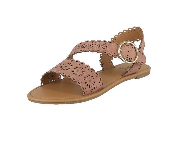 WOMAN'S SHOES DUSTY BLUSH PU LEATHER SANDALS ATHENA-1354X