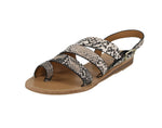 WOMAN'S SHOES BEIGE SNAKEPU LEATHER SANDALS AUTUMN-07