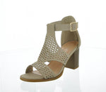 WOMAN'S SHOES BEIGE PU HEELS B5-12