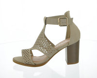 WOMAN'S SHOES BEIGE PU HEELS B5-12