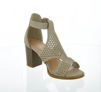 WOMAN'S SHOES BEIGE PU HEELS B5-12