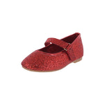 BABY'S SHOES RED GLITTER FLATS BEBE