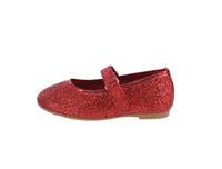 BABY'S SHOES RED GLITTER FLATS BEBE