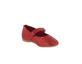 BABY'S SHOES RED GLITTER FLATS BEBE