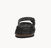 KID'S SHOES BLACK PU LEATHER/GLITTER SANDALS BERK-03K