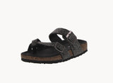 KID'S SHOES BLACK PU LEATHER/GLITTER SANDALS BERK-03K