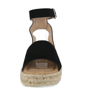 WOMAN'S SHOES BLACK SUEDE WEDGE SANDAL BESSY-1