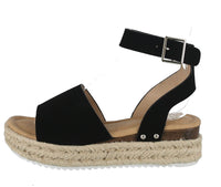 WOMAN'S SHOES BLACK SUEDE WEDGE SANDAL BESSY-1