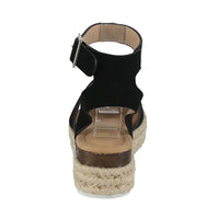 WOMAN'S SHOES BLACK SUEDE WEDGE SANDAL BESSY-1