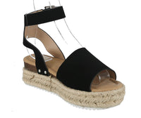 WOMAN'S SHOES BLACK SUEDE WEDGE SANDAL BESSY-1