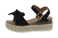 KID'S SHOES BLACK SUEDE WEDGE SANDAL BESSY-15K