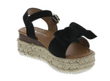 KID'S SHOES BLACK SUEDE WEDGE SANDAL BESSY-15K