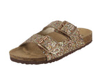 WOMAN'S SHOES GOLD GLITTER PU LEATHER SANDALS BIRKEN-16