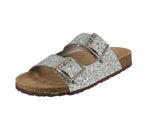 WOMAN'S SHOES SILVER GLITTER PU LEATHER SANDALS BIRKEN-16