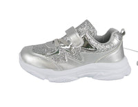 KID'S SHOES SILVER/PU GLITTER TENNIS SNEAKERS BK-41KSM