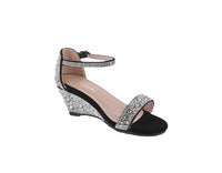 KID'S SHOES BLACK NUB GLITTER HEELS BLAZE-18K