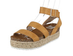 WOMAN'S SHOES TAN SUEDE WEDGE SANDAL BOLTON-5