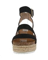 WOMAN'S SHOES BLACK SUEDE WEDGE SANDAL BOLTON-5