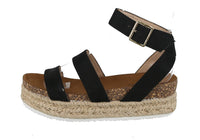 WOMAN'S SHOES BLACK SUEDE WEDGE SANDAL BOLTON-5