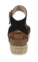 WOMAN'S SHOES BLACK SUEDE WEDGE SANDAL BOLTON-5