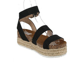 WOMAN'S SHOES BLACK SUEDE WEDGE SANDAL BOLTON-5