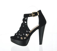 WOMAN'S SHOES BLACK SUEDE HEELS BONICA-1