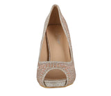 WOMAN'S SHOES CHAMPAGNE MESH/GLITTER HEELS BRIGHT-2