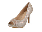 WOMAN'S SHOES CHAMPAGNE MESH/GLITTER HEELS BRIGHT-2