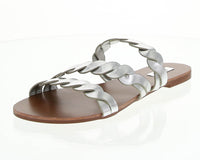 WOMAN'S SHOES SILVER METALLIC PU LEATHER SANDALS BRITT-11