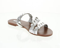 WOMAN'S SHOES SILVER METALLIC PU LEATHER SANDALS BRITT-11