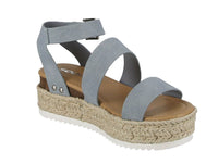 WOMAN'S SHOES BLUE DENIM NUB WEDGE SANDAL BRYCE