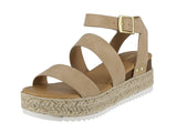 WOMAN'S SHOES TAUPE NUB WEDGE SANDAL BRYCE