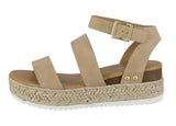 WOMAN'S SHOES TAUPE NUB WEDGE SANDAL BRYCE