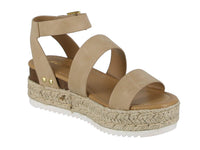 WOMAN'S SHOES TAUPE NUB WEDGE SANDAL BRYCE