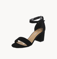 WOMEN'S SHOES BLACK SUEDE HEELS CAKE