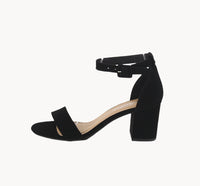 WOMEN'S SHOES BLACK SUEDE HEELS CAKE