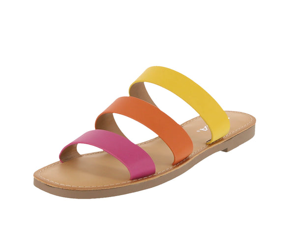 WOMAN'S SHOES YELLOW/ORANGE PU SANDALS CALA