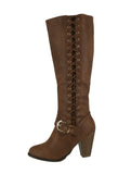 WOMAN'S SHOES TAN PU LEATHER BOOTS CAMILA-35